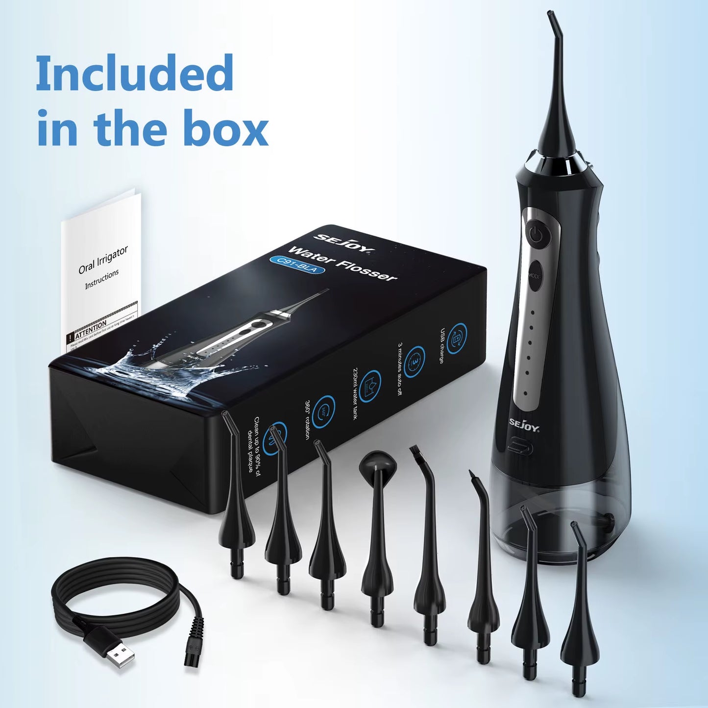 Water Flossers for Teeth Dental Oral Irrigator Cordless Rechargeable for Braces for Travel Teeth Cleaning 5 Cleaning Modes