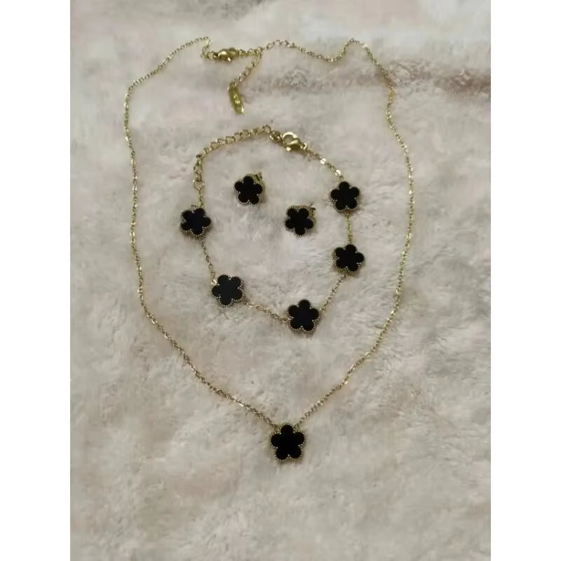 1Pc Stainless Steel New Plant Clover Adjustable Bracelet for Women, Hot Selling Five Leaf Flower Shell Acrylic Bracelet Jewelry