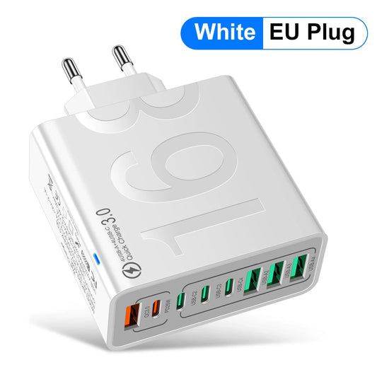 150W Fast Charging Multi-Port USB Wall Charger - Perfect for iPhone, Samsung, Xiaomi, and More - Travel Ready with EU/US/KR Plug