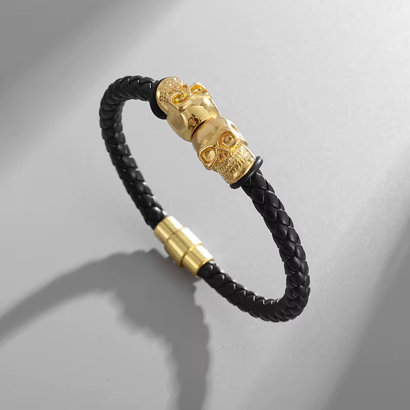 Classic Multilayer Leather Bracelet Men Hand Jewelry Gift Handsome Business Bracelet with Metal Magnetic Clasp