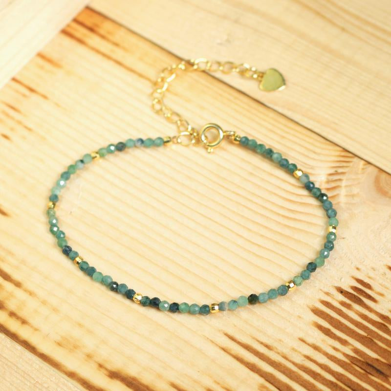 Natural Blue Tourmaline Bracelet Aqua Crystal Dainty Bracelet Delicate Gemstone Healing Bracelet Minimalist Style for Women Handmade Gift for Her, Gift for Him