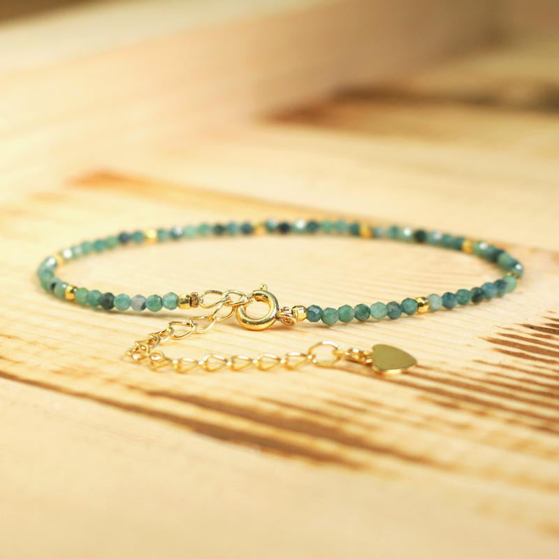 Natural Blue Tourmaline Bracelet Aqua Crystal Dainty Bracelet Delicate Gemstone Healing Bracelet Minimalist Style for Women Handmade Gift for Her, Gift for Him