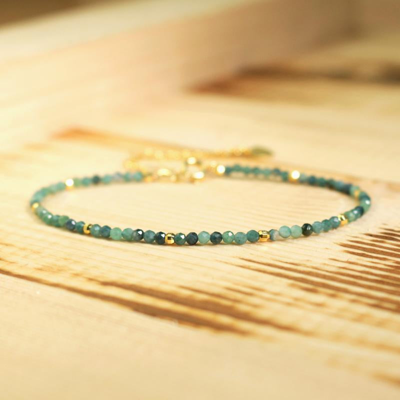 Natural Blue Tourmaline Bracelet Aqua Crystal Dainty Bracelet Delicate Gemstone Healing Bracelet Minimalist Style for Women Handmade Gift for Her, Gift for Him