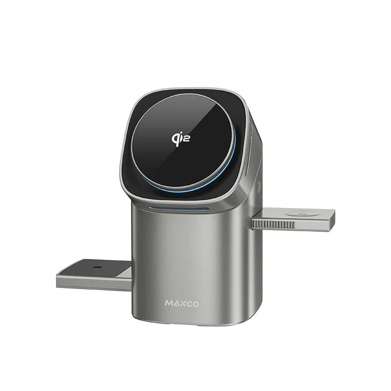 Qi2 Auto-Rotate Touch Magnetic 3-in-1 Wireless Charger with 15W Fast Charging for iPhone 12/13/14/15/16, Apple Watch, and AirPods