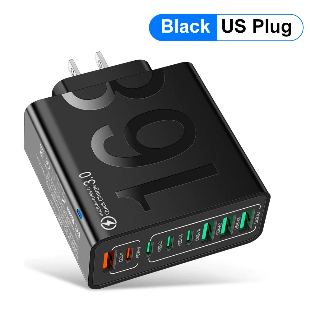 150W Fast Charging Multi-Port USB Wall Charger - Perfect for iPhone, Samsung, Xiaomi, and More - Travel Ready with EU/US/KR Plug