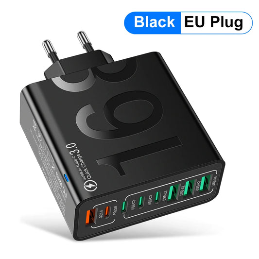 150W Fast Charging Multi-Port USB Wall Charger - Perfect for iPhone, Samsung, Xiaomi, and More - Travel Ready with EU/US/KR Plug