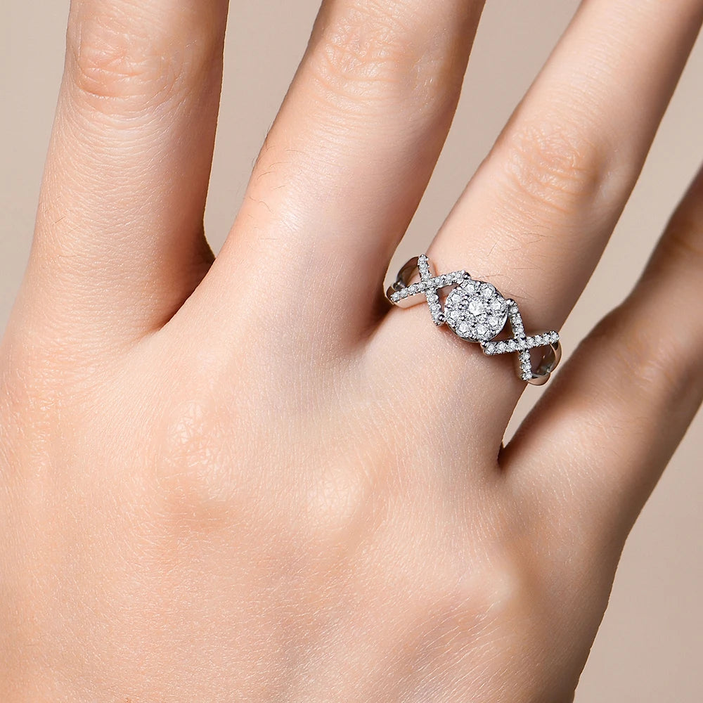 MINTYBOX Moissanite Diamond S925 Silver Ring for Women 0.42Ct Engagement K-GOLD Plated Luxury Fine Jewelry Gift Box Certificated