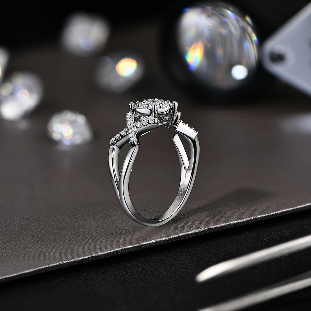 MINTYBOX Moissanite Diamond S925 Silver Ring for Women 0.42Ct Engagement K-GOLD Plated Luxury Fine Jewelry Gift Box Certificated