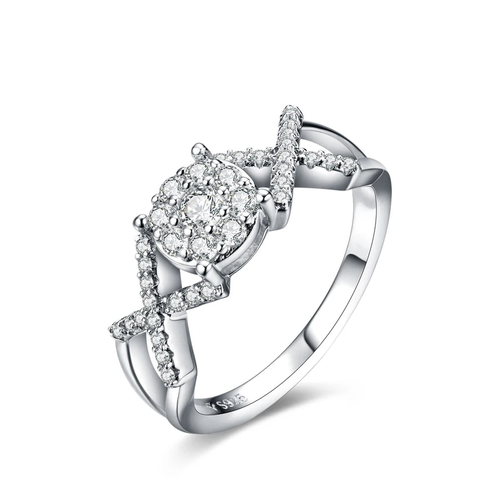 MINTYBOX Moissanite Diamond S925 Silver Ring for Women 0.42Ct Engagement K-GOLD Plated Luxury Fine Jewelry Gift Box Certificated